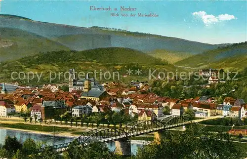 AK / Ansichtskarte Eberbach Neckar Panorama Kirche Bruecke Kat. Eberbach