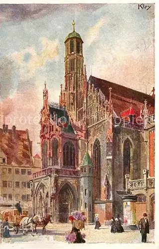 AK / Ansichtskarte Kley Nuernberg Frauenkirche  Kat. Kuenstlerlitho