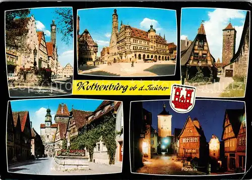 AK / Ansichtskarte Rothenburg Tauber Herrengasse Rathaus Alte Schmiede Markusturm Ploenlein Kat. Rothenburg ob der Tauber