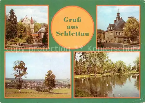 AK / Ansichtskarte Schlettau Erzgebirge Schloss Rathaus Panorama Rosenparteich Kat. Schlettau Erzgebirge