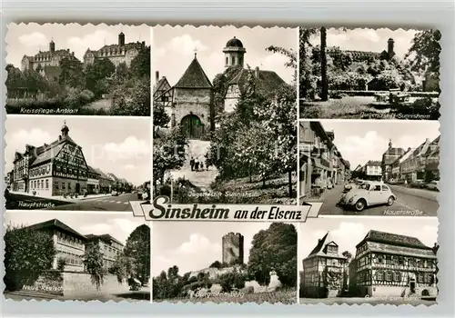 AK / Ansichtskarte Sinsheim Elsenz Kreispflegeanstalt Hauptstrasse Fachwerkhaus Schule Jugendstift Burg Steinsberg Gasthof Kat. Sinsheim