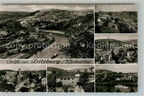 AK / Ansichtskarte Dilsberg Panorama Neckartal Burgruine Kirche Bromsilber Kat. Neckargemuend