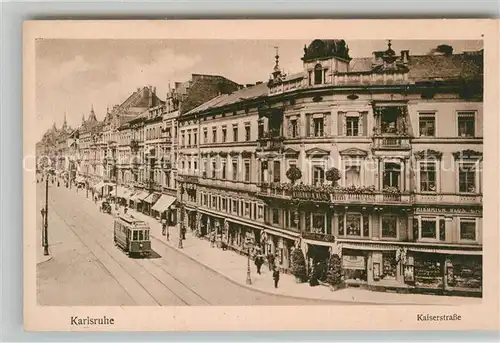 AK / Ansichtskarte Strassenbahn Karlsruhe Kaiserstrasse  Kat. Strassenbahn