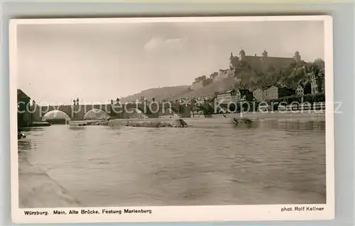 AK / Ansichtskarte Foto Kellner Rolf Nr. 7534 Wuerzburg Main Alte Bruecke Festung Marienberg  Kat. Fotografie