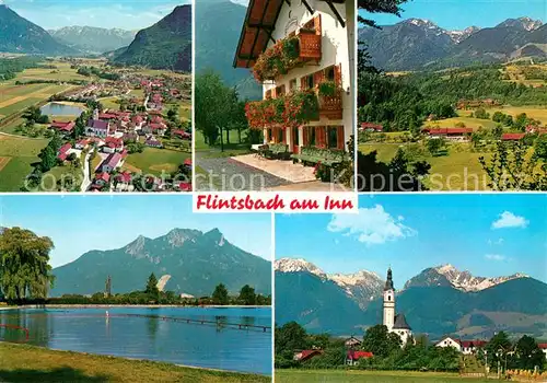 AK / Ansichtskarte Flintsbach Inn Fliegeraufnahme Wendelstein Badesee Heuberg Bauernhof mit Riesenkopf Kat. Flintsbach a.Inn