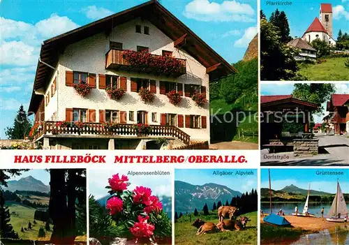 AK / Ansichtskarte Mittelberg Oy Haus Xaver Filleboeck Gruentensee Pfarrkirche  Kat. Oy Mittelberg