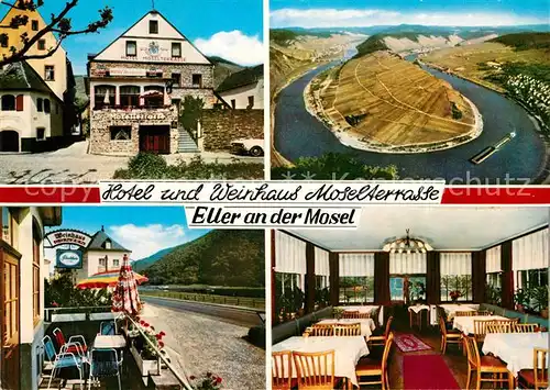 AK / Ansichtskarte Eller Mosel Hotel Weinhaus Moselterrasse Fliegeraufnahme Moselschleife