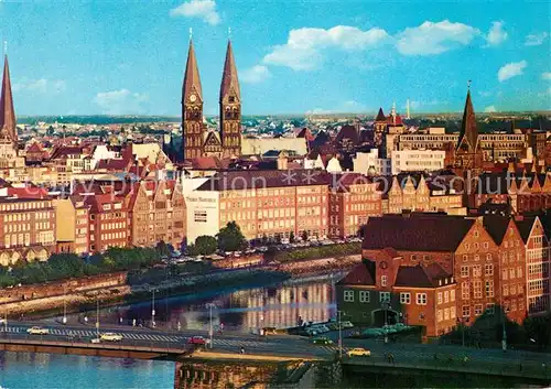 AK / Ansichtskarte Bremen Buergermeister Smidt Bruecke Weser Stadtpanorama Kat. Bremen