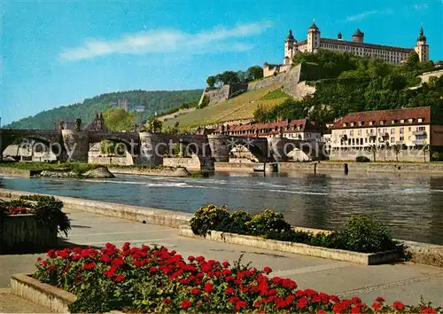 AK / Ansichtskarte Wuerzburg Alte Mainbruecke und Festung Marienberg Kat. Wuerzburg