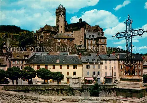 AK / Ansichtskarte Estaing Aveyron Le chateau vu de la Croix du Pont Kat. Estaing