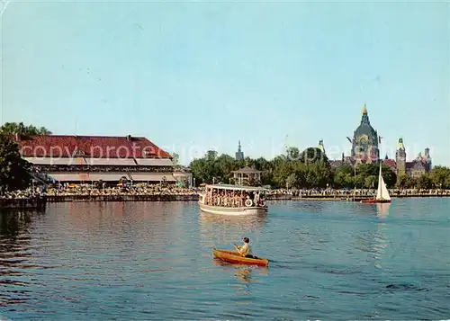 AK / Ansichtskarte Hannover Ansicht vom Maschsee aus Ausflugsdampfer Restaurant Kirche Kat. Hannover