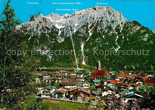 AK / Ansichtskarte Mittenwald Bayern Gesamtansicht gegen Karwendelgebirge Kat. Mittenwald