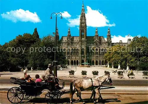 AK / Ansichtskarte Pferdekutschen Wien Rathaus Fiaker  Kat. Tiere