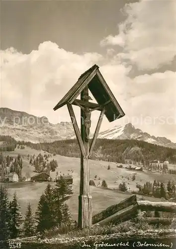 AK / Ansichtskarte Foto Popp Nr. 2345 Groednertal Dolomiten Wegkreuz  Kat. Fotografie