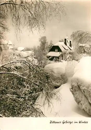 AK / Ansichtskarte Oybin Toepferbaude Zittauer Gebirge im Winter Kat. Kurort Oybin