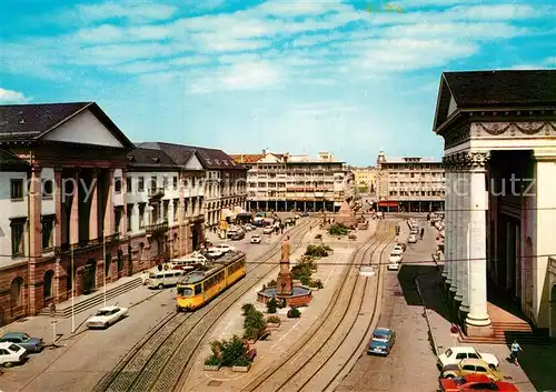 AK / Ansichtskarte Strassenbahn Karlsruhe Marktplatz  Kat. Strassenbahn