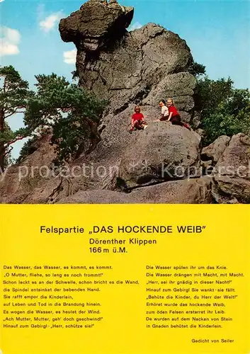 AK / Ansichtskarte Gedicht auf AK Seiler Felspartie Das Hockende Weib Doerenther Klippen  Kat. Lyrik