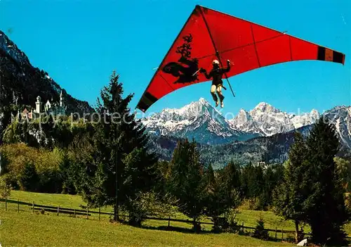 AK / Ansichtskarte Drachenflug Drachenflieger Tegelberg Schloss Neuschwanstein Gernspitze  Kat. Flug