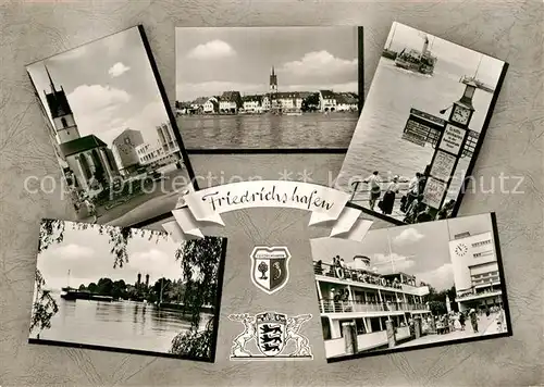 AK / Ansichtskarte Friedrichshafen Bodensee Ansicht vom See aus Kirche Hafen Faehre Kat. Friedrichshafen