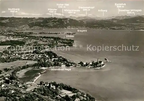 AK / Ansichtskarte Wasserburg Bodensee Blick auf Lindau und Bregenzerwald Alpenkette Fliegeraufnahme Kat. Wasserburg (Bodensee)