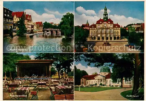 AK / Ansichtskarte Lueneburg Rathaus Badehaus Musikpavillon Ilmenau  Kat. Lueneburg