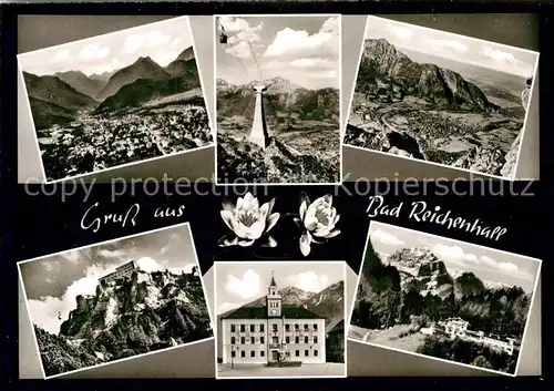 AK / Ansichtskarte Bad Reichenhall Alpenpanorama Predigtstuhlbahn gegen Reiteralpe Hochstaufen Rathaus Schroffen Kat. Bad Reichenhall