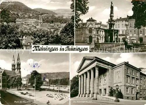 AK / Ansichtskarte Meiningen Thueringen Heinrichsbrunnen Theater Platz der Republik  Kat. Meiningen