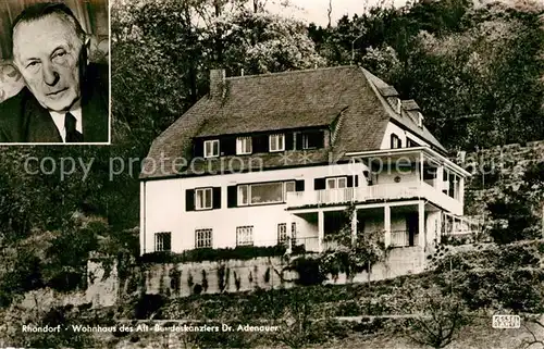 AK / Ansichtskarte Rhoendorf Wohnhaus Alt Bundeskanzler Konrad Adenauer Portrait Kat. Bad Honnef