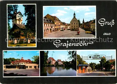 AK / Ansichtskarte Grafenwoehr Wasserturm Marktplatz Amerikanischer Offiziersclub  Kat. Grafenwoehr