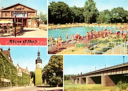 AK / Ansichtskarte Riesa Sachsen Filmtheater Capitol Bad Rathaus Neue Elbbruecke Kat. Riesa