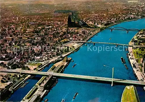 AK / Ansichtskarte Koeln Rhein Fliegeraufnahme Severinsbruecke Deutzerbruecke Hohenzollernbruecke Kat. Koeln