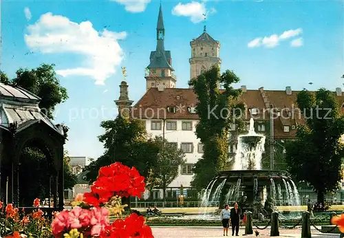 AK / Ansichtskarte Stuttgart Schlossplatz mit Pavillon Brunnen Kat. Stuttgart