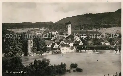 AK / Ansichtskarte Bad Saeckingen Teilansicht  mit Rheinbruecke Kat. Bad Saeckingen