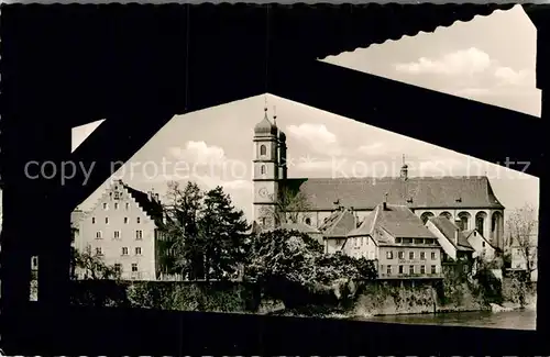 AK / Ansichtskarte Saeckingen Rhein Holzbruecke Kirche Kat. Bad Saeckingen