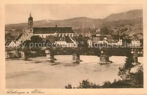 AK / Ansichtskarte Saeckingen Rhein Muenster Holzbruecke Kat. Bad Saeckingen