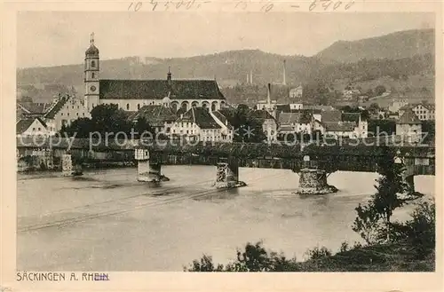 AK / Ansichtskarte Saeckingen Rhein Holzbruecke Kat. Bad Saeckingen