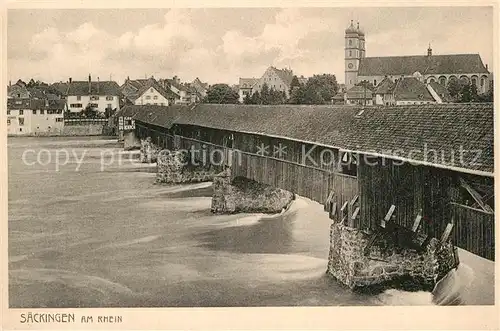 AK / Ansichtskarte Saeckingen Rhein Holzbruecke Kat. Bad Saeckingen