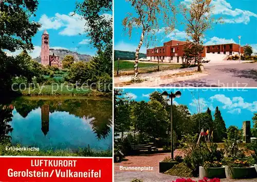 AK / Ansichtskarte Gerolstein Erloeserkirche Teich Jugendherberge Brunnenplatz Kat. Gerolstein