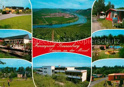 AK / Ansichtskarte Leiwen Mosel Ferienpark Sonnenberg Campingplatz Bungalows Tennis Freibad Panorama Moseltal