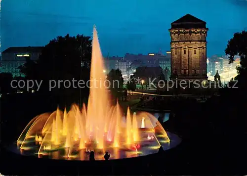 AK / Ansichtskarte Mannheim Wasserturm und Fontaene am Friedrichsplatz Nachtaufnahme Kat. Mannheim