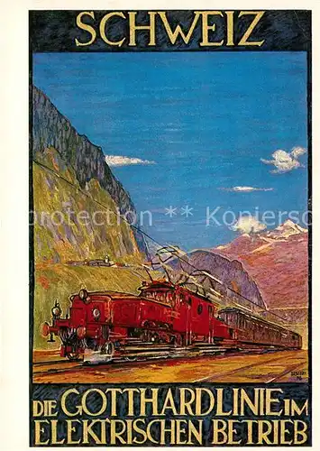 AK / Ansichtskarte Gotthardbahn Kuenstler Daniele Buzzi Plakat 1924 Kat. Eisenbahn