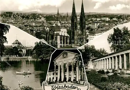 AK / Ansichtskarte Wiesbaden St Bonifatius Kirche Kurhaus Brunnenkolonnade Kat. Wiesbaden