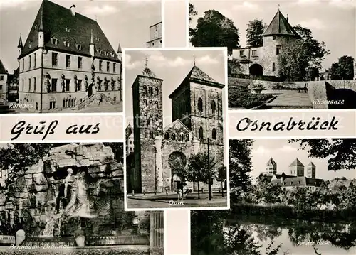 AK / Ansichtskarte Osnabrueck Rathaus Bergmann Brunnen Dom Vitischanze An der Hase Kat. Osnabrueck