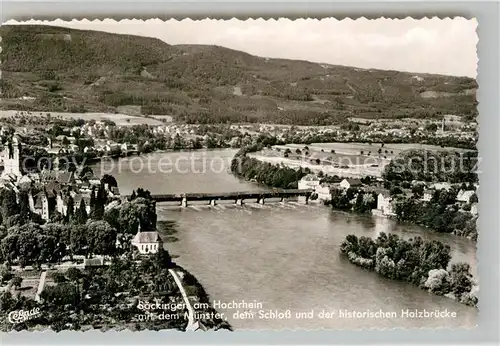 AK / Ansichtskarte Bad Saeckingen Fliegeraufnahme Schloss Holzbruecke Muenster Kat. Bad Saeckingen