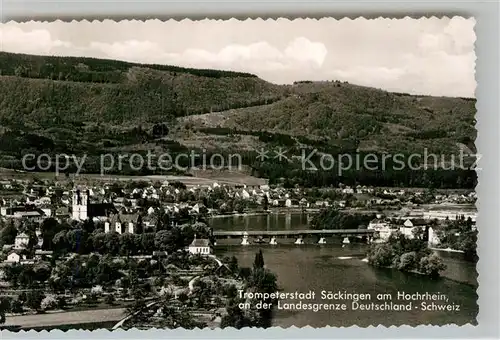 AK / Ansichtskarte Bad Saeckingen Fliegeraufnahme Holzbruecke  Kat. Bad Saeckingen