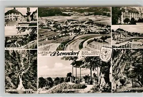 AK / Ansichtskarte Bonndorf Schwarzwald Fliegeraufnahme Rathaus Brunnen Lindenbuck Schloss Schwimmbad  Kat. Bonndorf