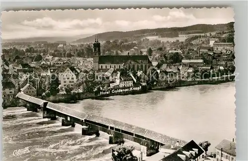 AK / Ansichtskarte Bad Saeckingen Teilansicht Hotel Goldener Knopf Holzbruecke Muenster Kat. Bad Saeckingen