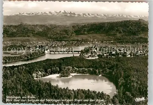 AK / Ansichtskarte Bad Saeckingen Fliegeraufnahme Bergsee Holzbruecke Muenster Kat. Bad Saeckingen