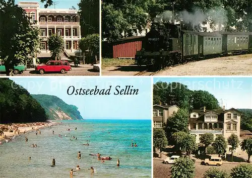 AK / Ansichtskarte Sellin Ruegen FDGB Erholungsheim Haus Sellin Schmalspurbahn Rasender Roland Strand Gaststaette Waldfrieden Kat. Sellin Ostseebad