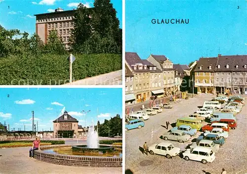 AK / Ansichtskarte Glauchau Ingenieurschule Bahnhof Markt Kat. Glauchau